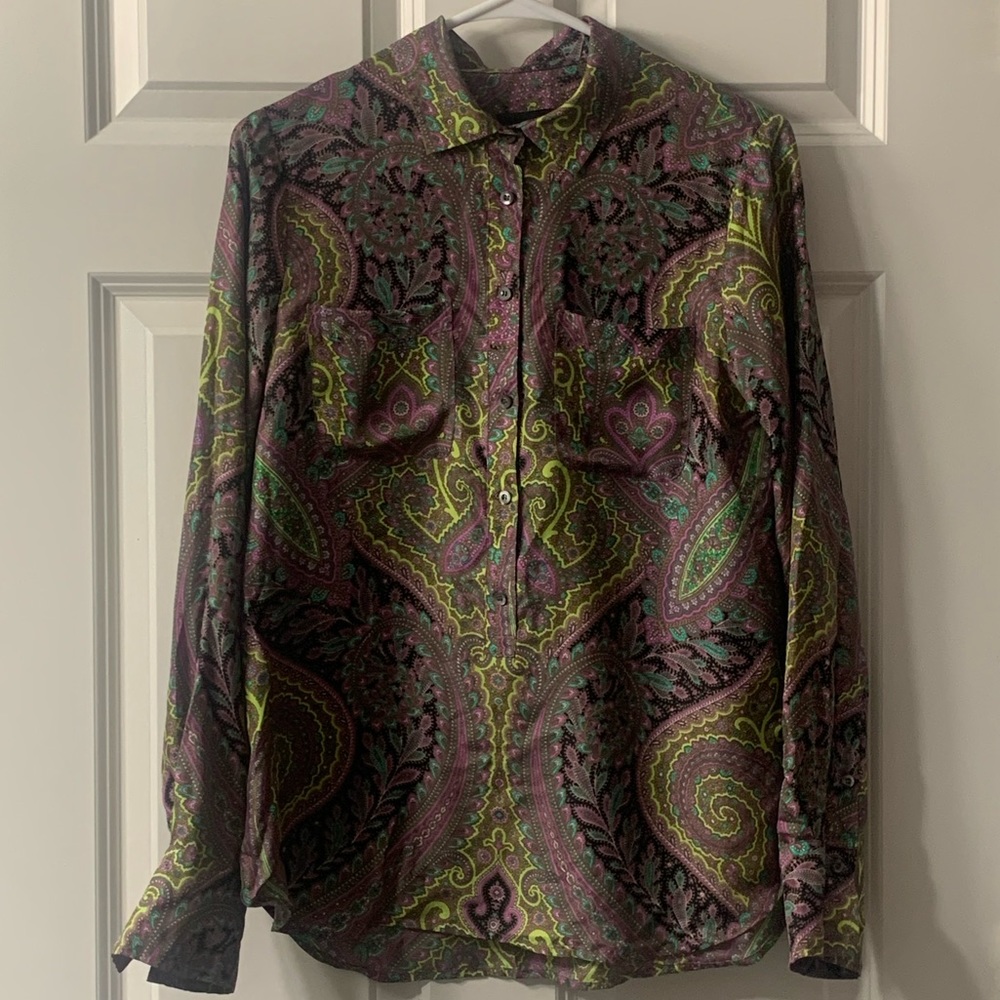 J. Crew 100% silk long sleeved blouse
